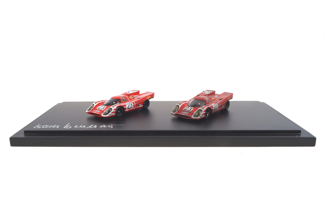 Set Porsche 917 Winner 24h Le Mans 1970 car.tima FINISH LINE - Originalsignatur Hans Herrmann