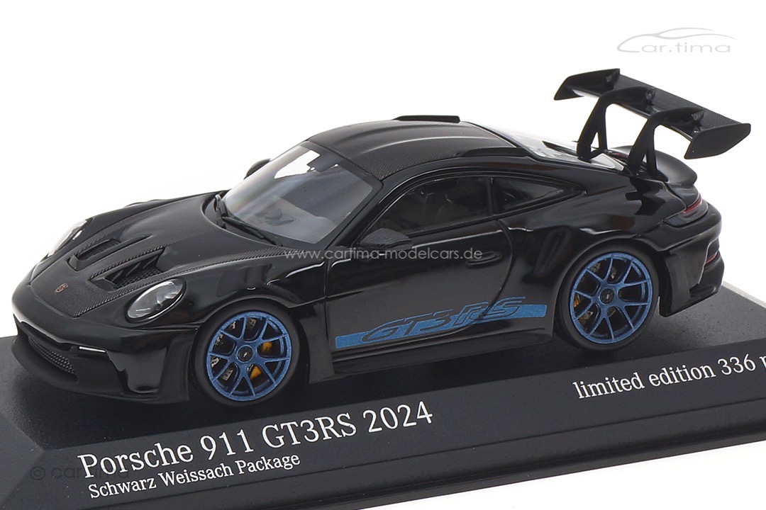 Porsche 911 (992) GT3 RS Weissach Package Schwarz/Rad Indigoblau Minichamps 1:43 413062122