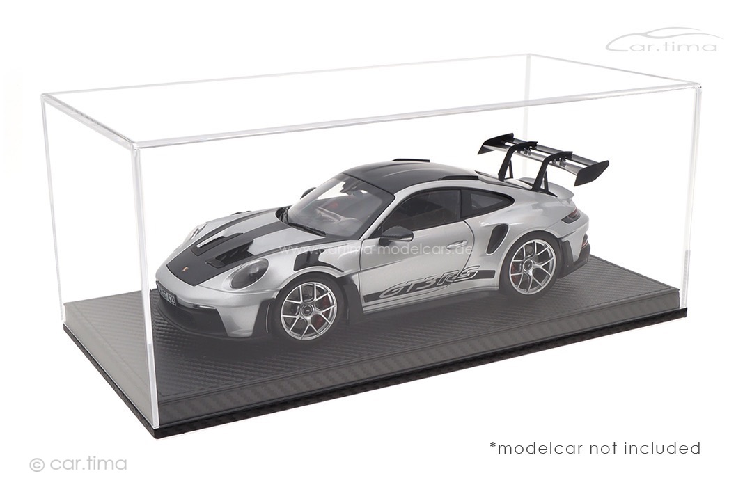 Vitrine/Showcase Kunstleder Carbon matt 32,2cm x 16,1cm x 13,6cm (L/B/H) car.tima 1:18