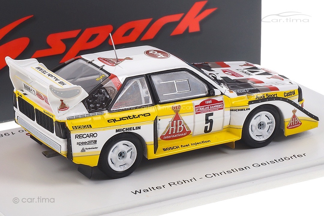 Audi Sport quattro S1 E2 Winner Rallye San Remo 1985 Röhrl/Geistdörfer Spark 1:43 S5192
