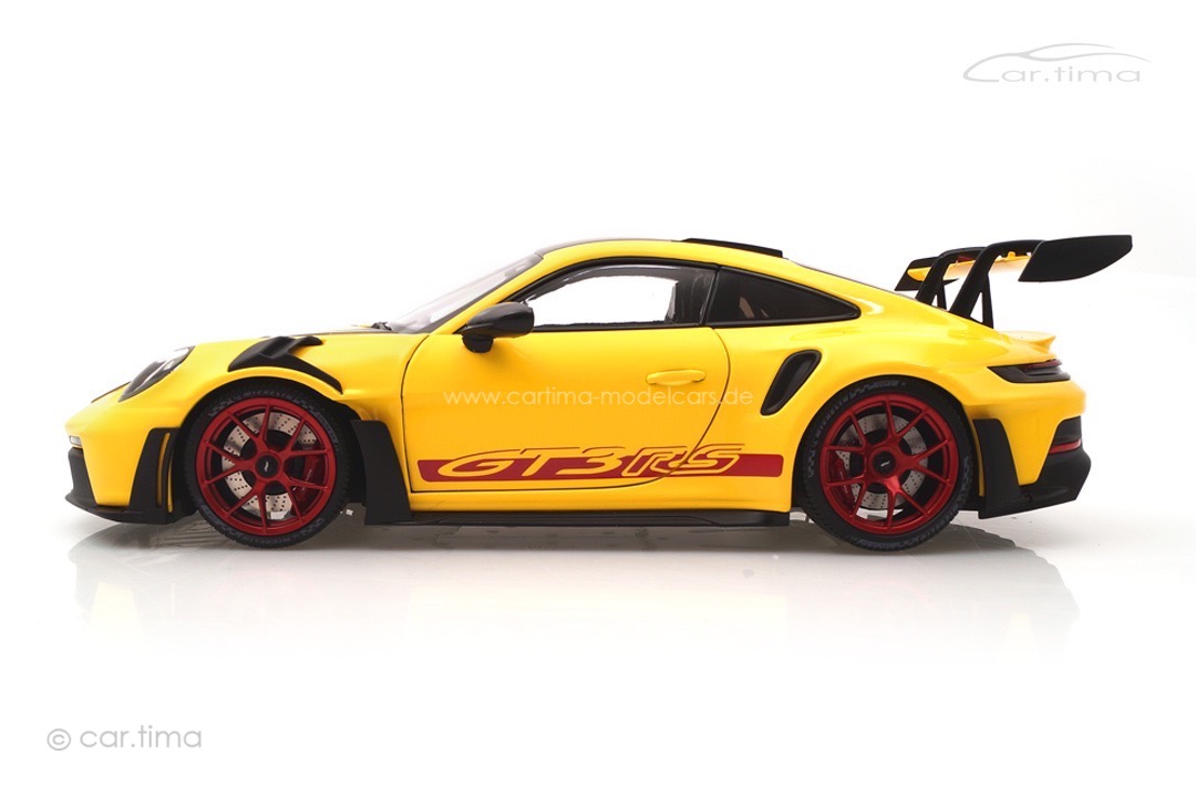 Porsche 911 (992) GT3 RS Weissach Package Racinggelb/Rad rot Minichamps 1:18 110062025