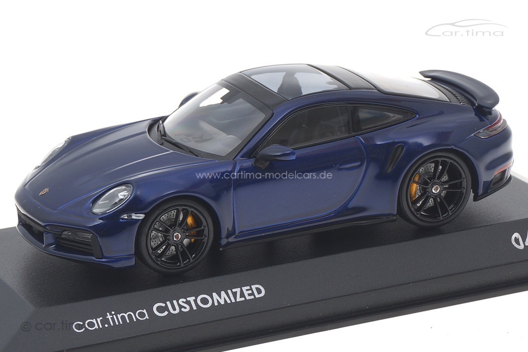 Porsche 911 (992) Turbo S Enzianblau/Rad schwarz Minichamps car.tima CUSTOMIZED CAC04321034