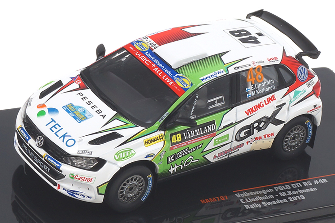 VW Polo GTI R5 Rallye Sweden 2019 Lindholm/Korhonen IXO 1:43 RAM707