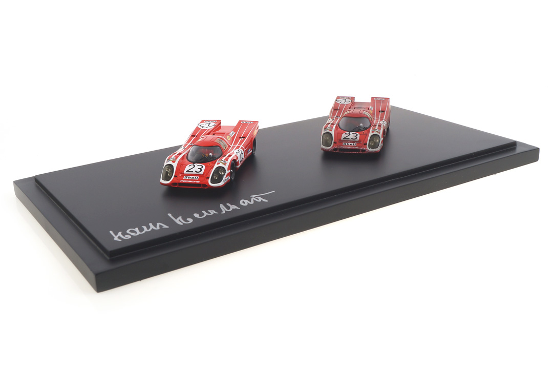 Set Porsche 917 Winner 24h Le Mans 1970 car.tima FINISH LINE - Originalsignatur Hans Herrmann