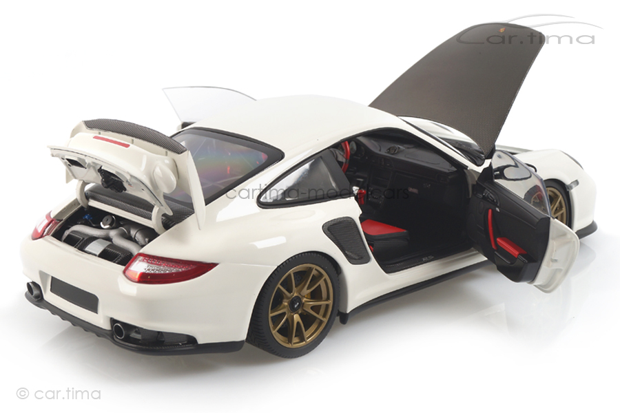 Porsche 911 (997 II) GT2 RS 2011 weiß/goldene Felgen Minichamps 1:18 100069406