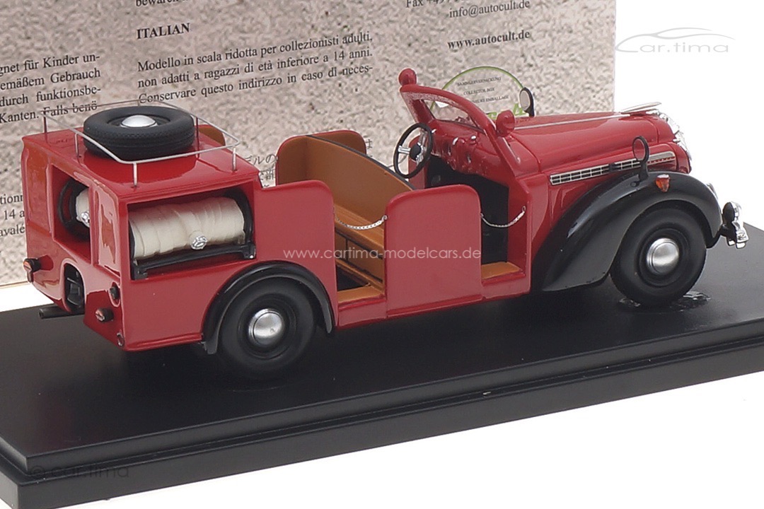 Opel Admiral Feuerwehr 1938 rot/schwarz autocult 1:43 12016