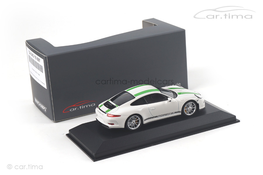 Porsche 911 (991) R Weiß/Dekorstreifen grün Minichamps 1:43 CA04316097