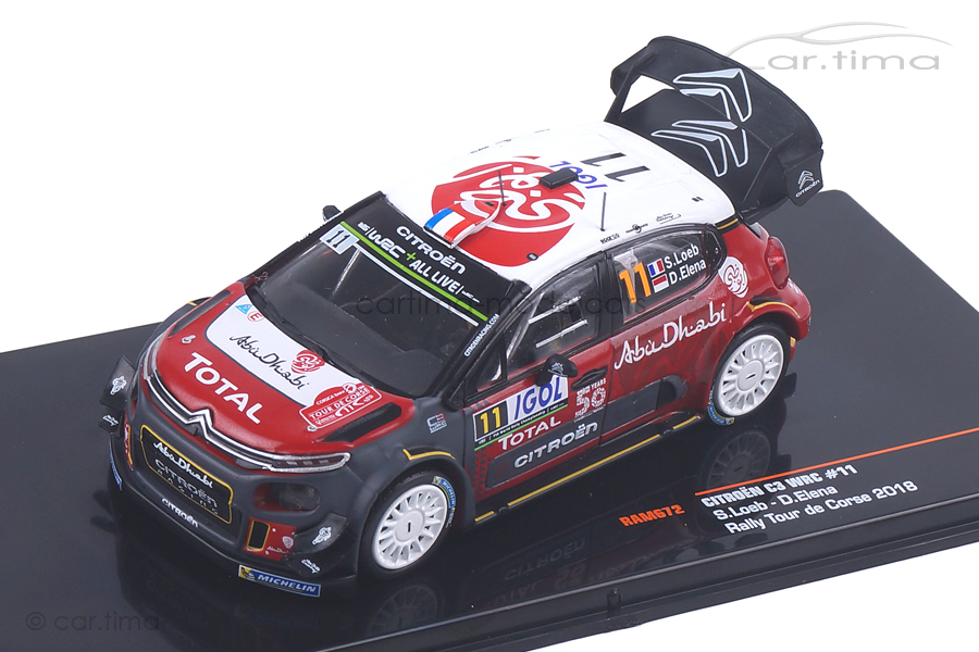 Citroen C3 WRC Rally Tour de Corse 2018 Loeb/Elena IXO Models 1:43 RAM672