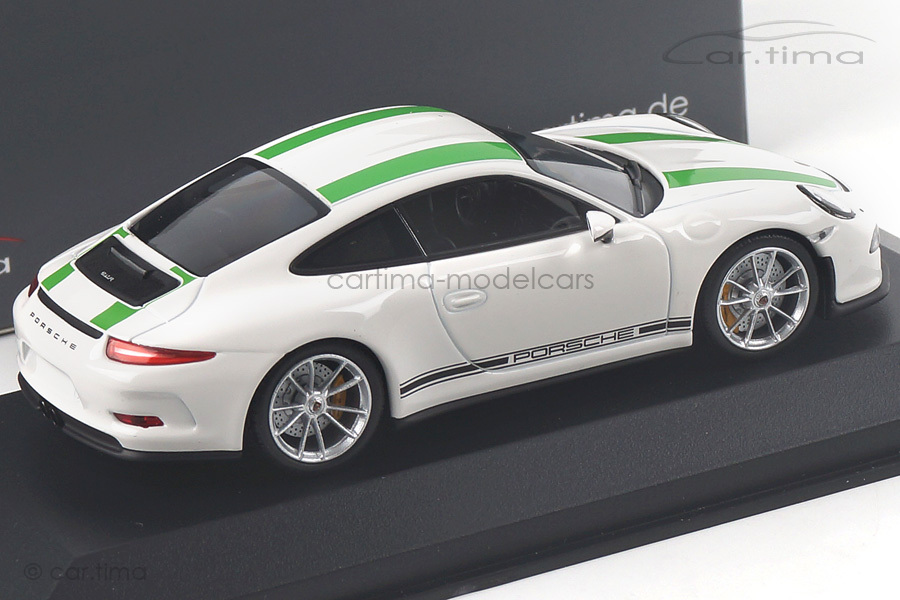 Porsche 911 (991) R Weiß/Dekorstreifen grün Minichamps 1:43 CA04316097