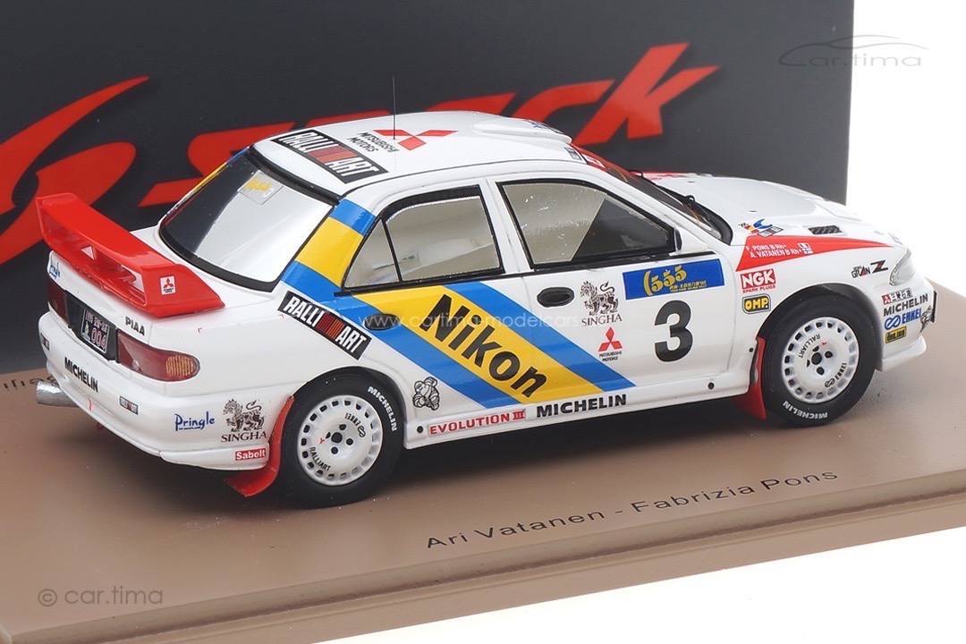 Mitsubishi Lancer EVOLUTION III Rallye Hong Kong 1995 Vatanen/Pons Spark 1:43 S6520