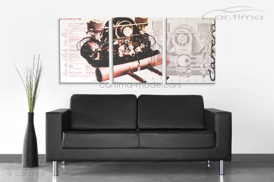 Kunstdruck auf Leinwand/Keilrahmen 356 Carrera Fuhrmann Motor 136,5x60 cm