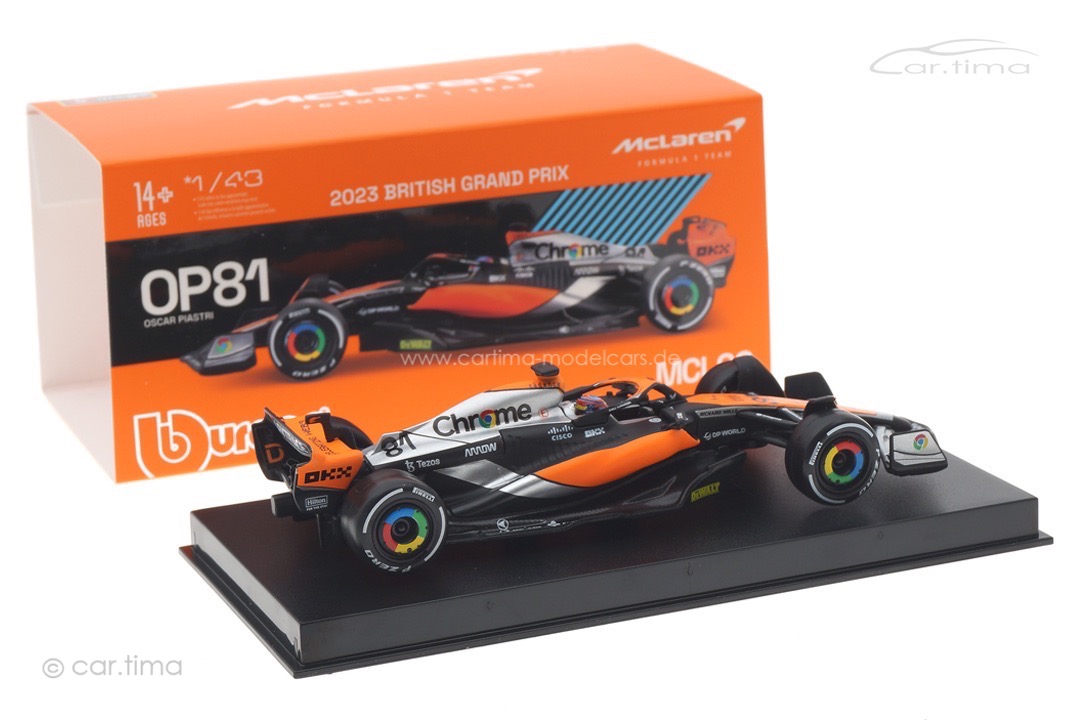 McLaren MCL60 GP Großbritannien 2023 Oscar Piastri Bburago 1:43 18-38088PIA