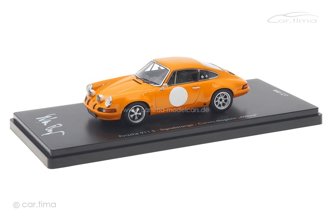 Porsche 911 S Signalorange Curves Magazin "Möhre" Originalsignatur Stefan Bogner car.tima 1:43