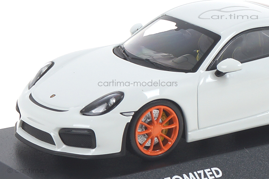 Porsche Cayman GT4 Weiß/Rad Gulf orange Minichamps car.tima CUSTOMIZED