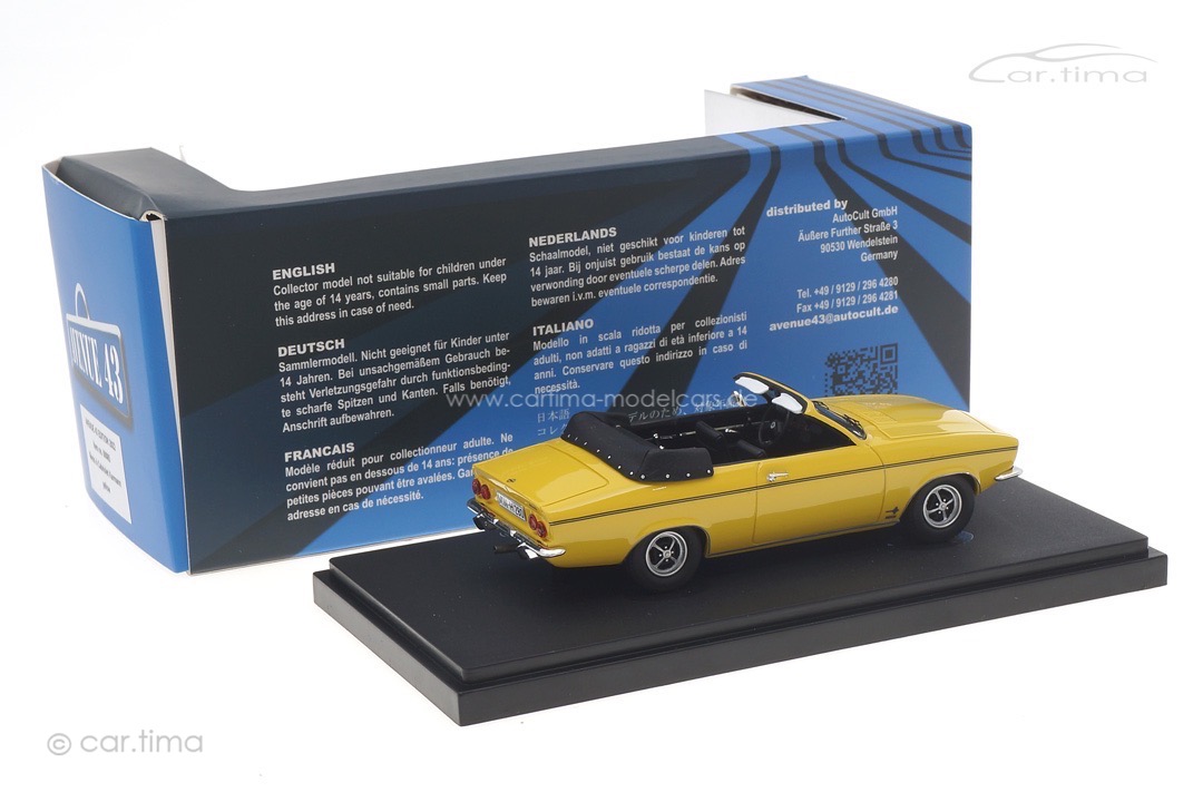 Opel Manta A Cabriolet Karmann 1971 gelb Avenue43 1:43 60085