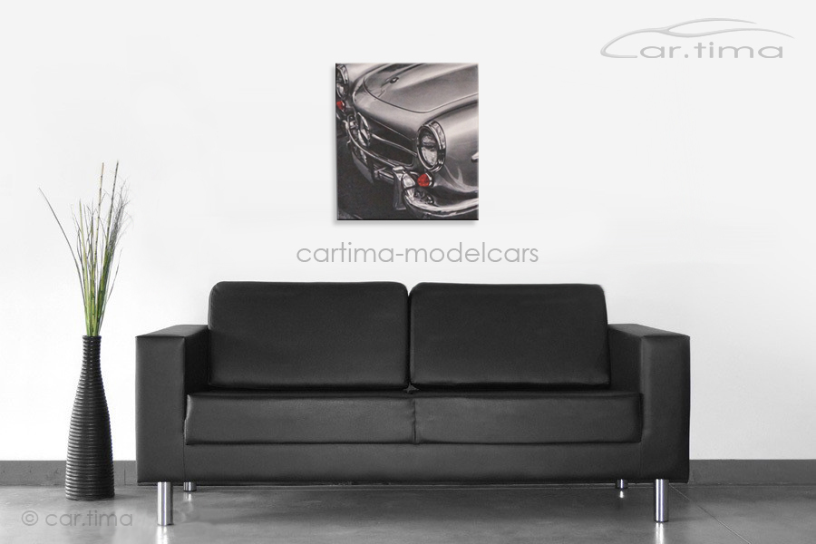 Kunstdruck auf Leinwand/Keilrahmen Mercedes-Benz 190 SL silber 45x50 cm