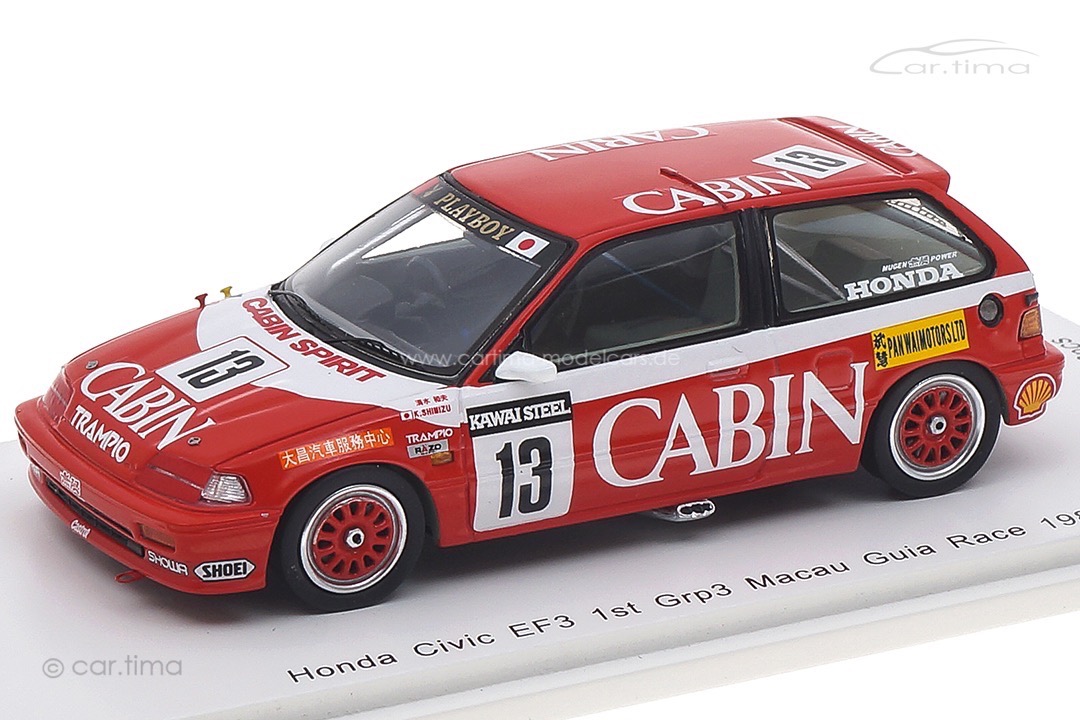 Honda Civic EF3 Class Winner Macau 1988 Kazou Shimizu Spark 1:43 SA124