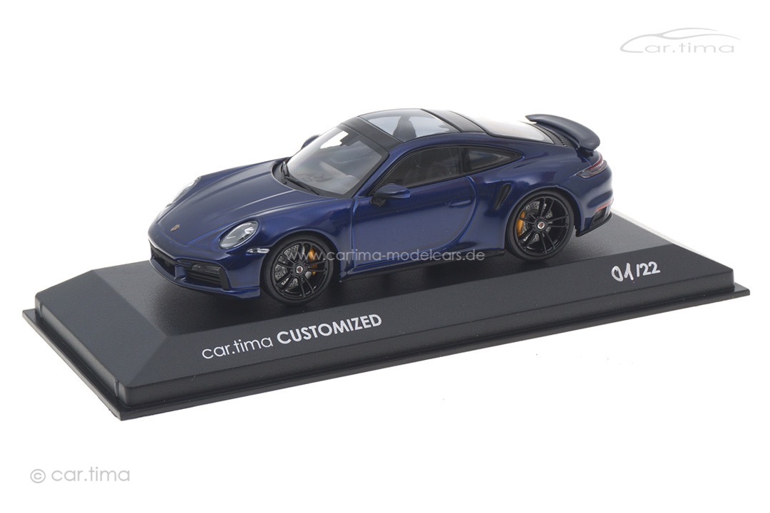 Porsche 911 (992) Turbo S Enzianblau/Rad schwarz Minichamps car.tima CUSTOMIZED CAC04321034