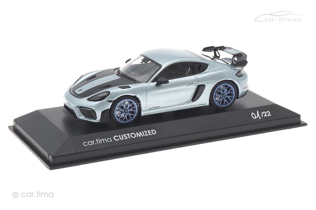 Porsche 718 Cayman GT4 RS Azzuro Thetys/Rad Indigoblau Minichamps car.tima CUSTOMIZED 1:43