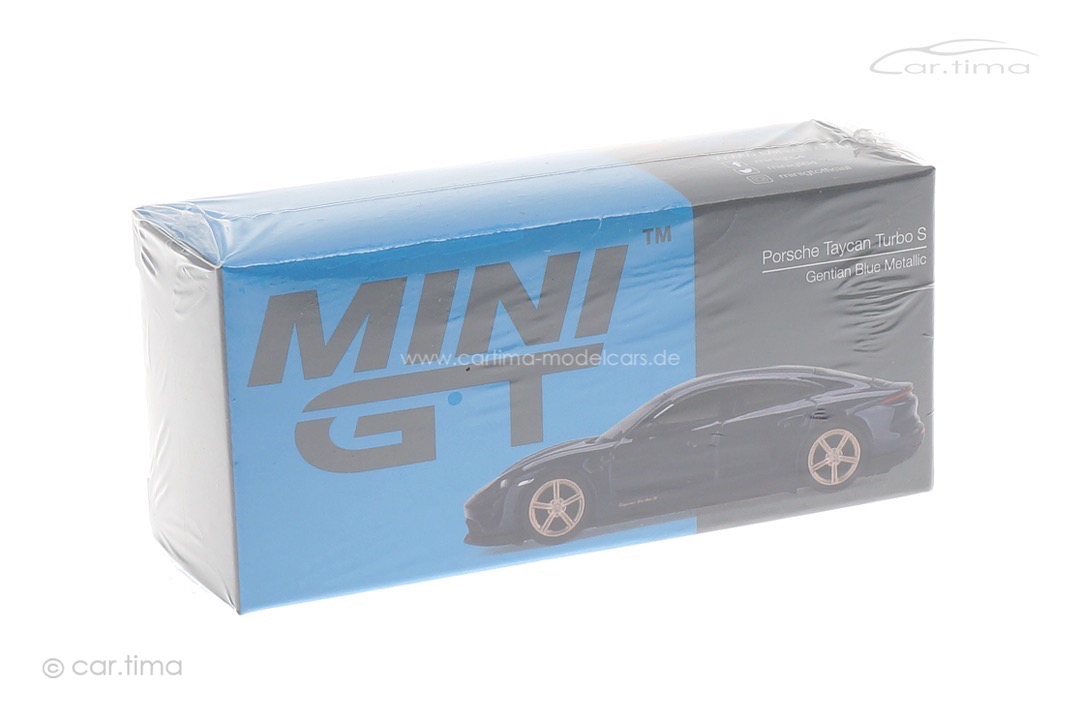 Porsche Taycan Turbo S Enzianblaumet. MINI GT 1:64 MGT00339-L