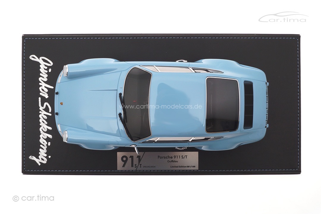 Porsche 911 S/T-Specification Gulfblau Originalsignatur Günter Steckkönig car.tima 1:18