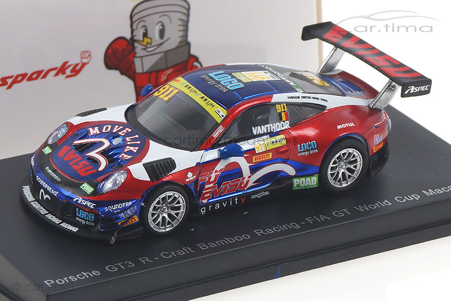 Porsche 911 GT3 R Macau 2017 Laurens Vanthoor Spark 1:64 Y161