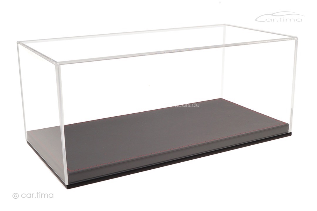 Vitrine/Showcase Kunstleder schwarz/Naht rot 32,2cm x 16,1cm x 13,6cm (L/B/H) car.tima 1:18