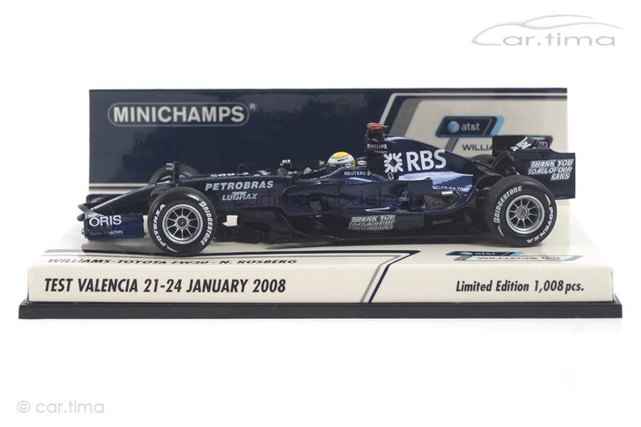 Williams Toyota FW30 Test Valencia 2008 Rosberg Minichamps 1:43 400080407