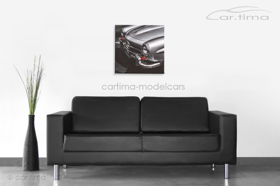 Kunstdruck auf Leinwand/Keilrahmen Mercedes-Benz 190 SL silber 45x45 cm