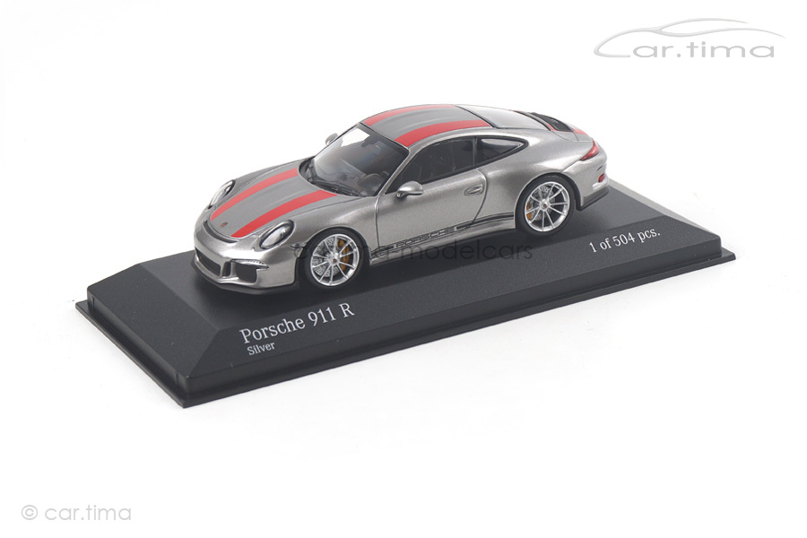 Porsche 911 (991) R silber/Dekorstreifen rot Minichamps 1:43 410066222