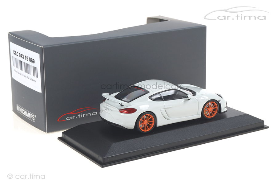 Porsche Cayman GT4 Weiß/Rad Gulf orange Minichamps car.tima CUSTOMIZED