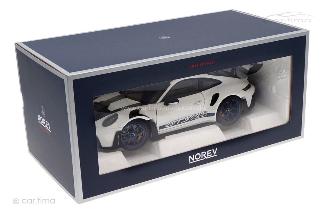 Porsche 911 (992) GT3 RS Weissach Package Weiß/Indigoblau Norev 1:18 187353