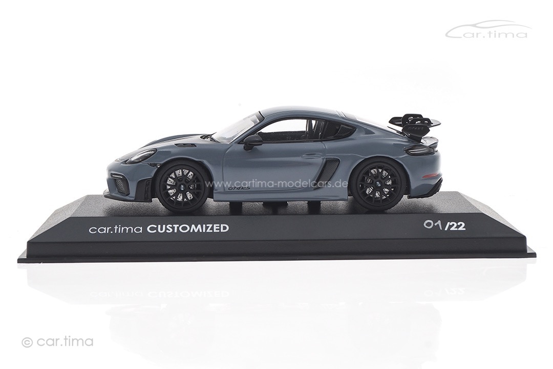 Porsche 718 Cayman GT4 RS Arktikgrau/Rad schwarz Minichamps car.tima CUSTOMIZED 1:43