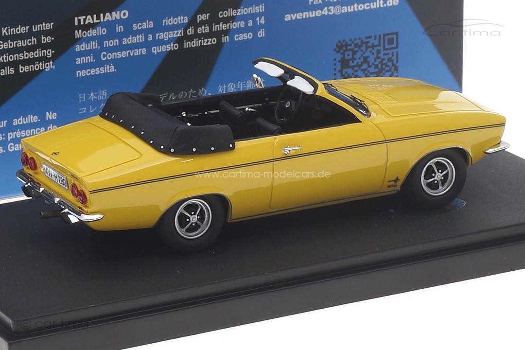 Opel Manta A Cabriolet Karmann 1971 gelb Avenue43 1:43 60085