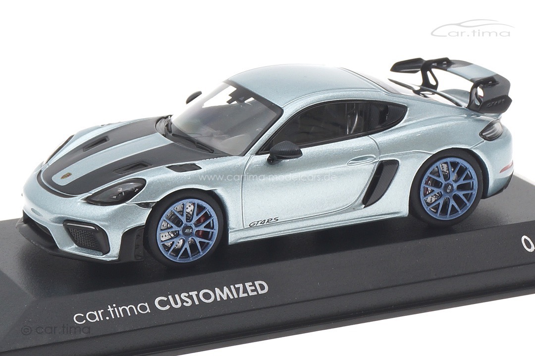 Porsche 718 Cayman GT4 RS Azzuro Thetys/Rad Indigoblau Minichamps car.tima CUSTOMIZED 1:43