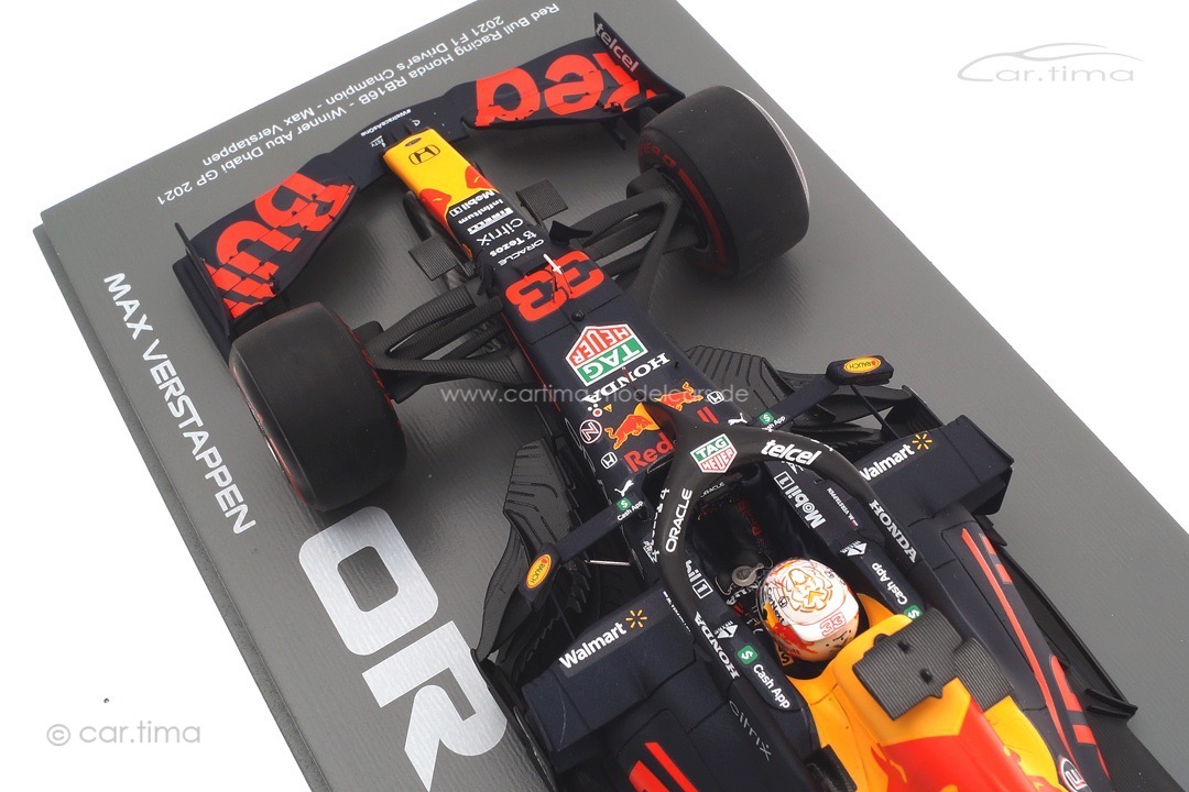 Red Bull Racing RB16B Winner GP Abu Dhabi 2021 Max Verstappen/pit board/No.1 board/displaycase Spark