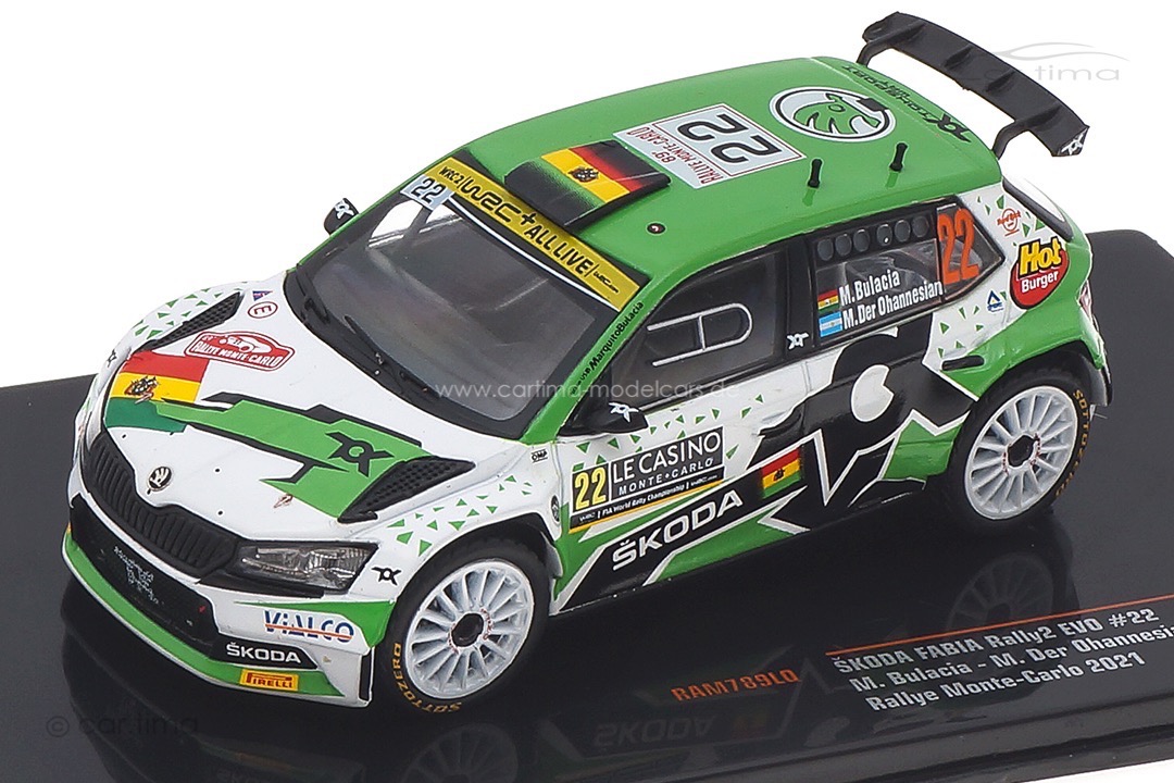 Skoda Fabia Rally2 Evo Rallye Monte Carlo 2021 Bulacia/Der Ohannesian IXO 1:43 RAM789LQ