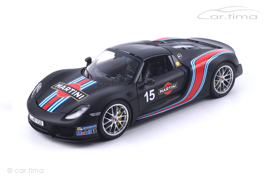 Porsche 918 Spyder Weissach Package matt schwarz mit Martini Minichamps 1:18 110062445