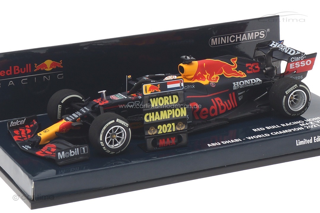 Red Bull Racing RB16B Winner GP Abu Dhabi 2021 Max Verstappen/pit board Minichamps 1:43 410212333