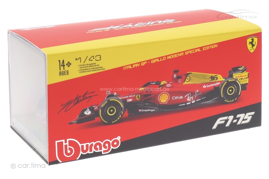 Ferrari F1-75 GP Monza 2022 Charles Leclerc Bburago 1:43 18-36831LE