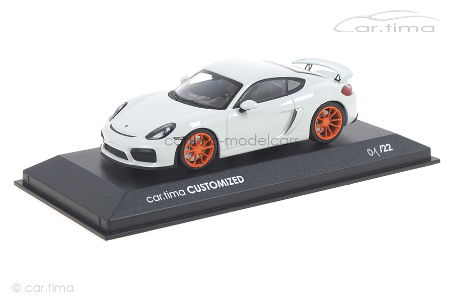 Porsche Cayman GT4 Weiß/Rad Gulf orange Minichamps car.tima CUSTOMIZED