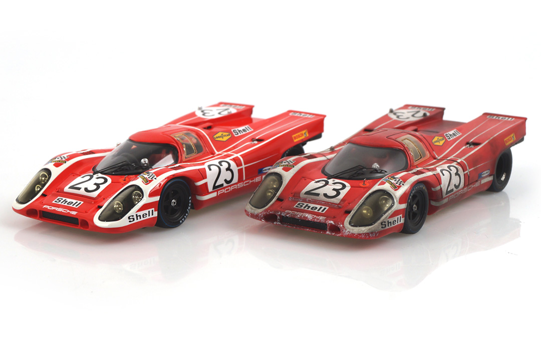 Set Porsche 917 Winner 24h Le Mans 1970 car.tima FINISH LINE - Originalsignatur Hans Herrmann