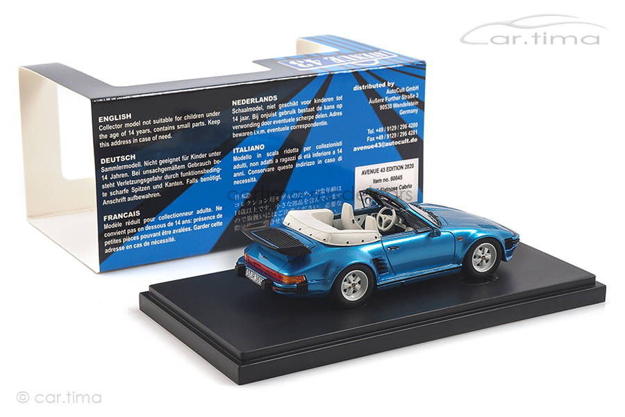 Porsche 911 (930) Turbo SE Flatnose Cabriolet Minervablaumet. Avenue43 1:43 60045