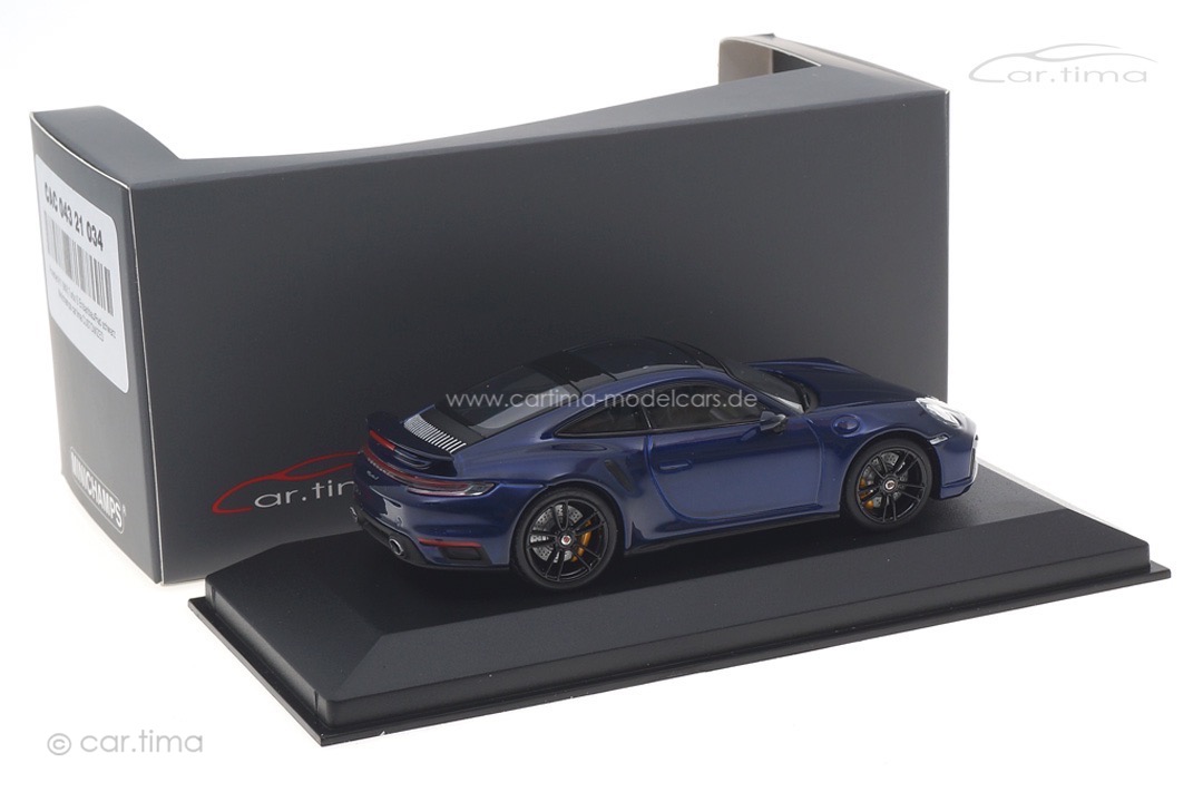 Porsche 911 (992) Turbo S Enzianblau/Rad schwarz Minichamps car.tima CUSTOMIZED CAC04321034