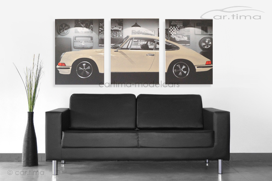 Kunstdruck auf Leinwand/Keilrahmen Porsche 911 S Elfenbein 136,5x60 cm