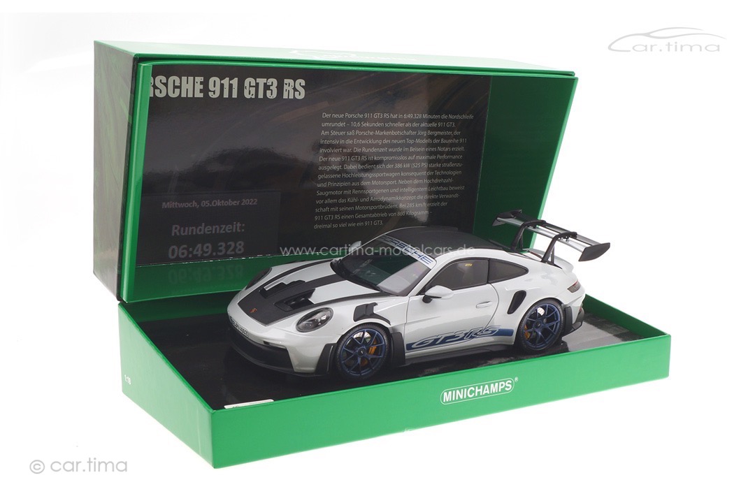 Porsche 911 (992) GT3 RS Weissach Package Eisgraumet. Rekordrunde Minichamps 1:18 110062021