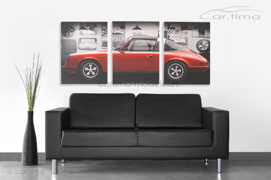 Kunstdruck auf Leinwand/Keilrahmen Porsche 911 S Polorot 136,5x60 cm